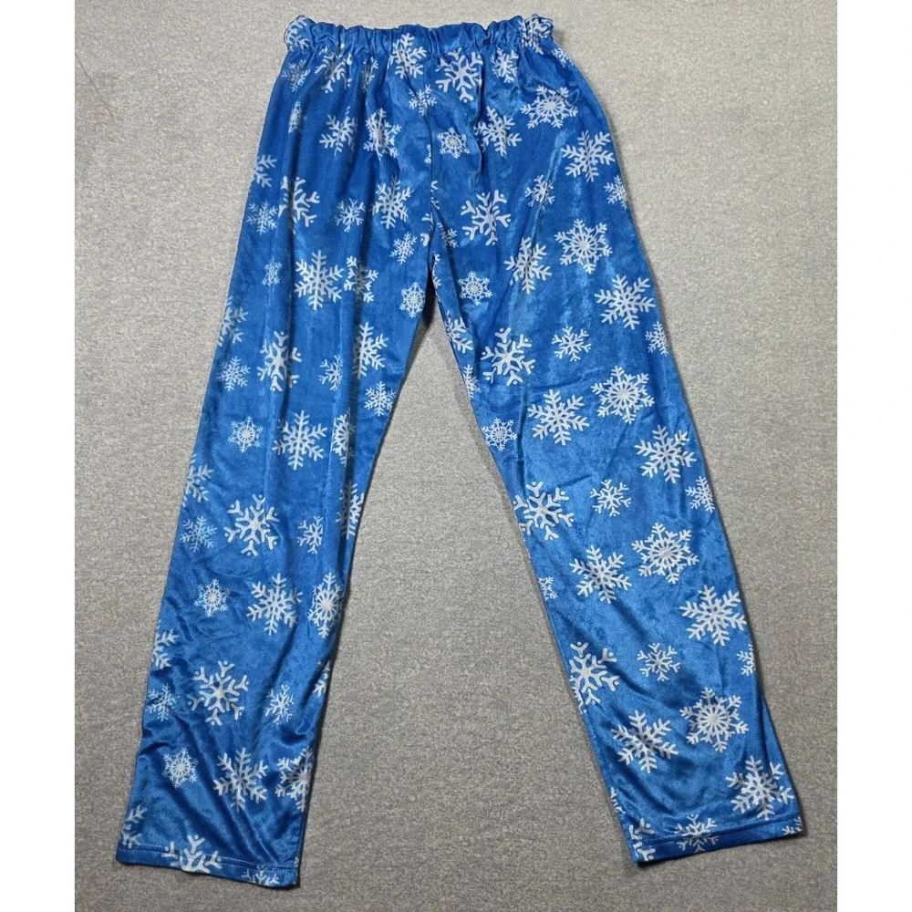 Preswick & Moore Pajama Pants Mens Medium Blue Snowflake Fleece Lounge Winter